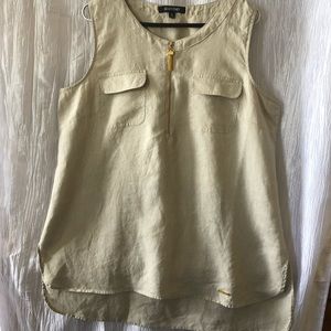Ellen Tracy XL 100% linen tank with gold details